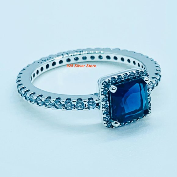Pandora Silver 925 Blue Timeless Elegance Ring 198863C02 - Picture 2 of 4